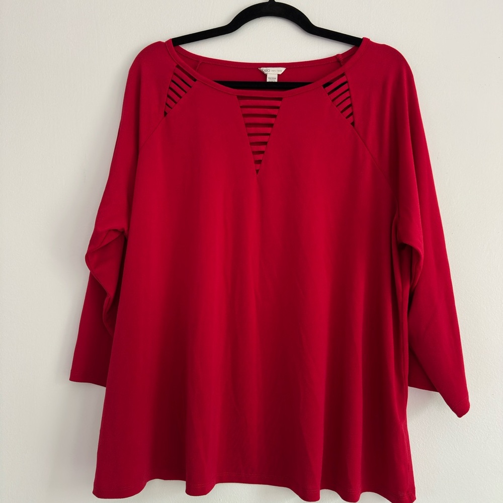 Cato Red Boxy Long Sleeve Blouse‎